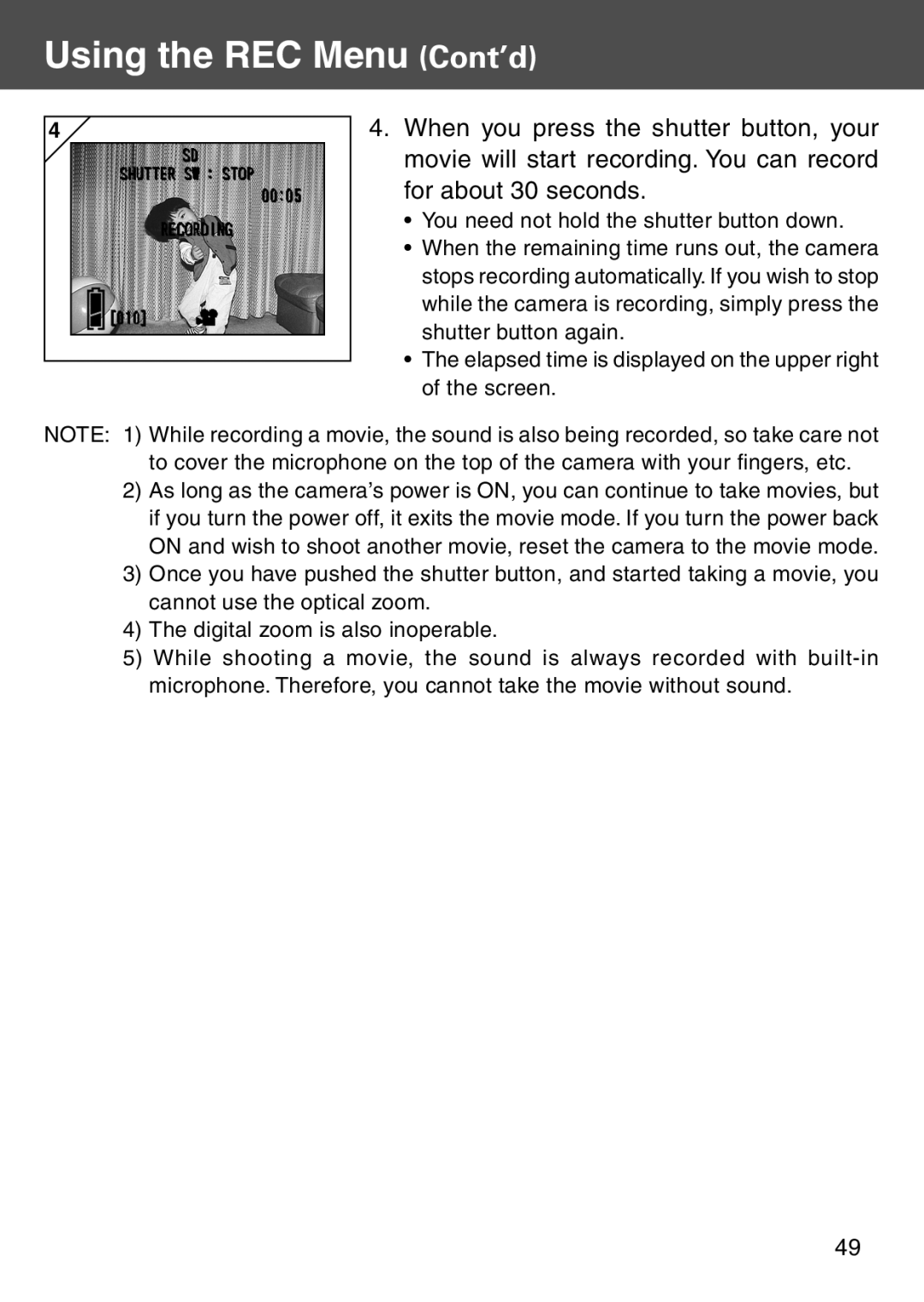 Konica Minolta KD-500Z user manual Using the REC Menu Cont’d 