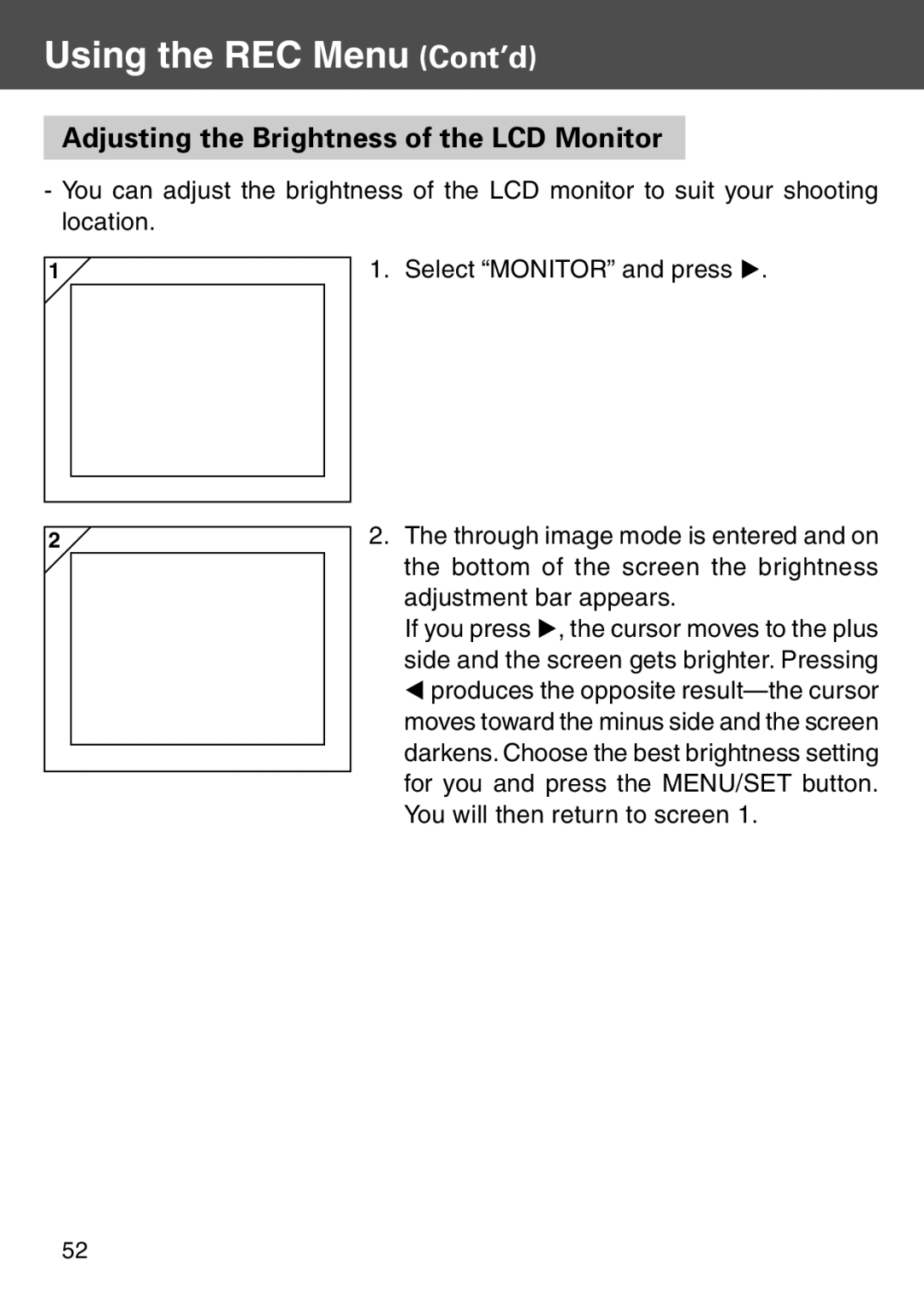 Konica Minolta KD-500Z user manual Adjusting the Brightness of the LCD Monitor 