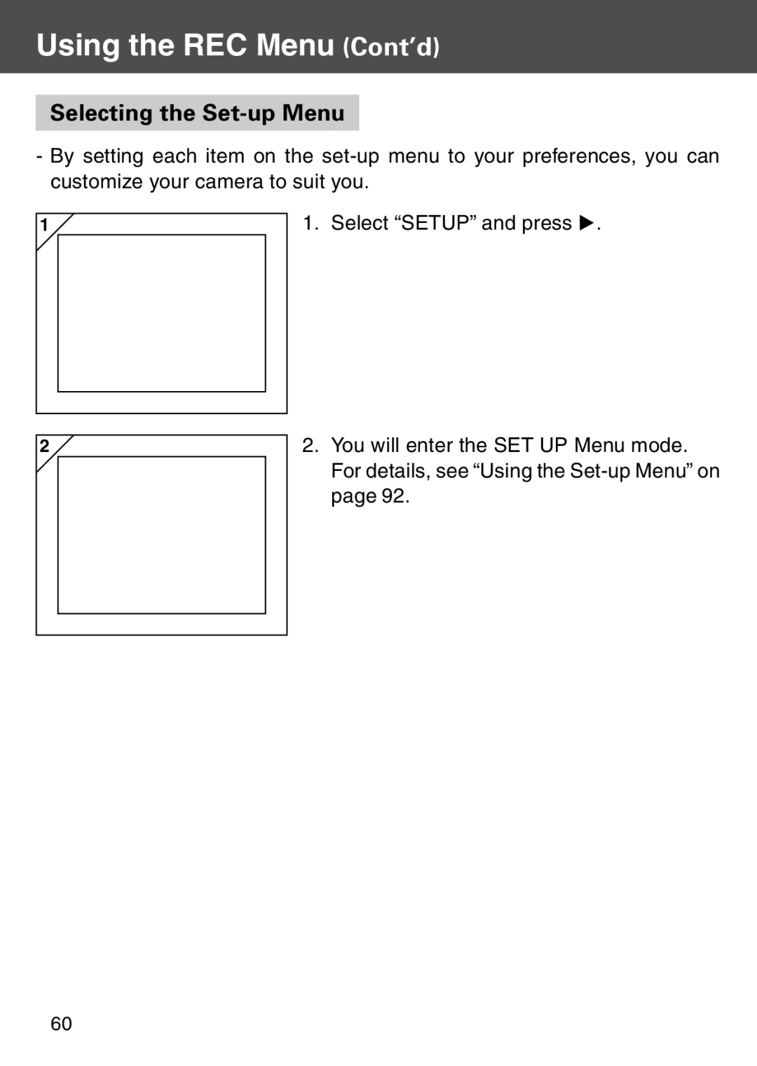 Konica Minolta KD-500Z user manual Selecting the Set-up Menu 