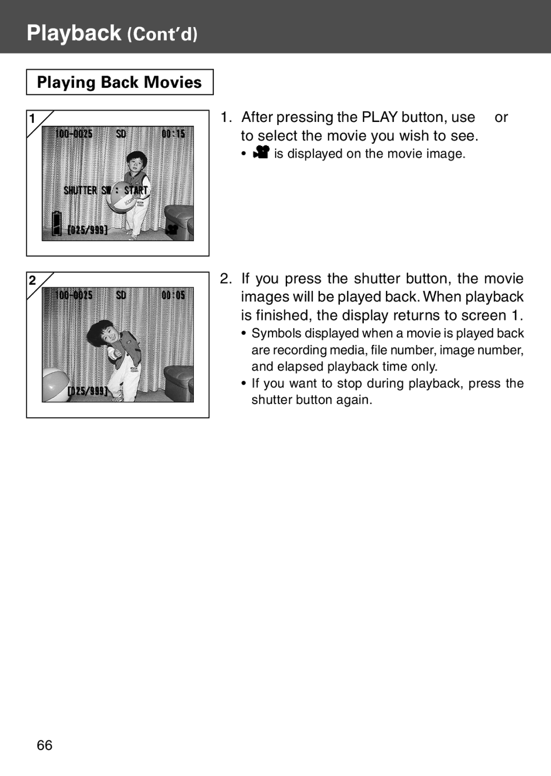 Konica Minolta KD-500Z user manual Playing Back Movies 