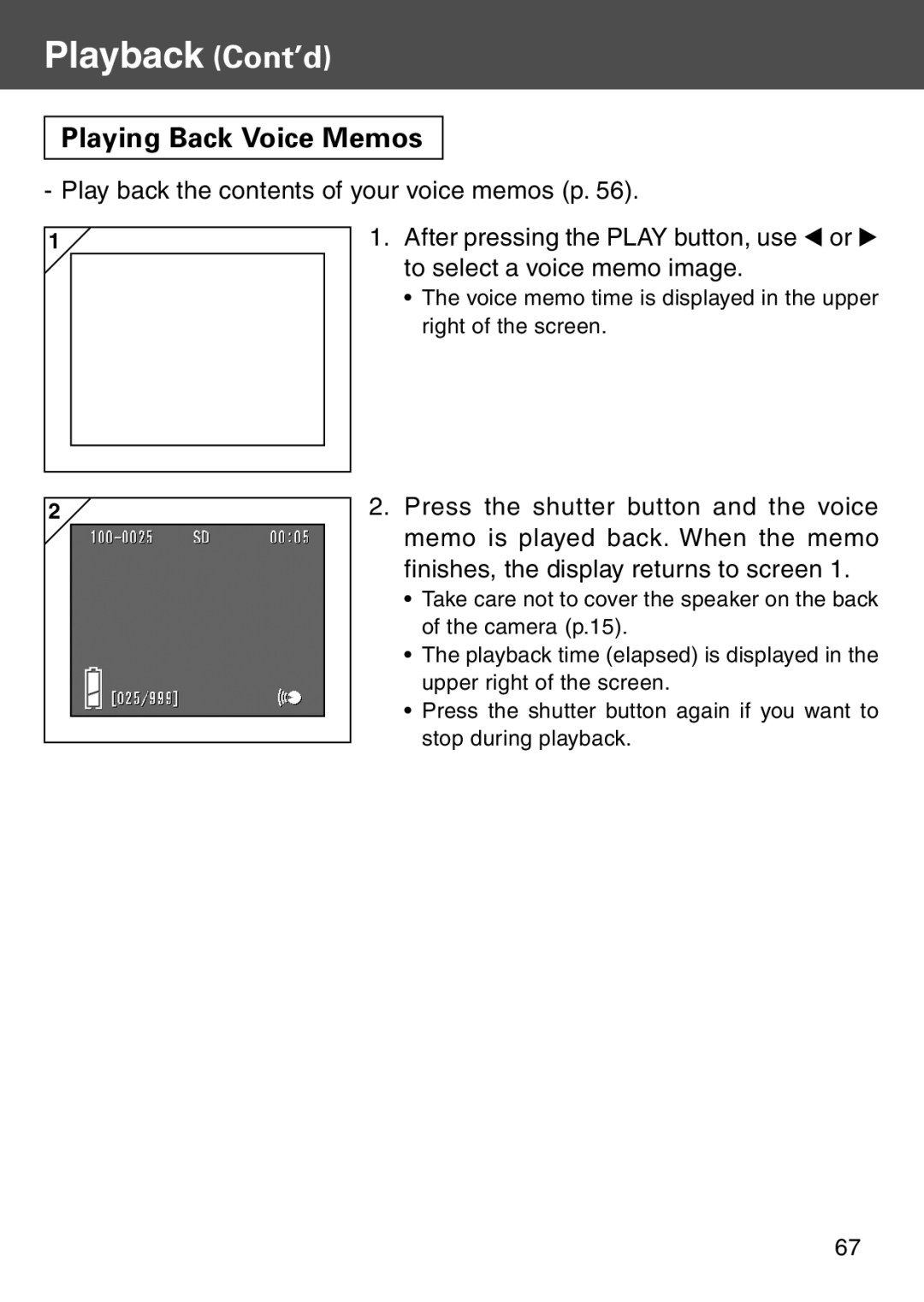 Konica Minolta KD-500Z user manual Playing Back Voice Memos 