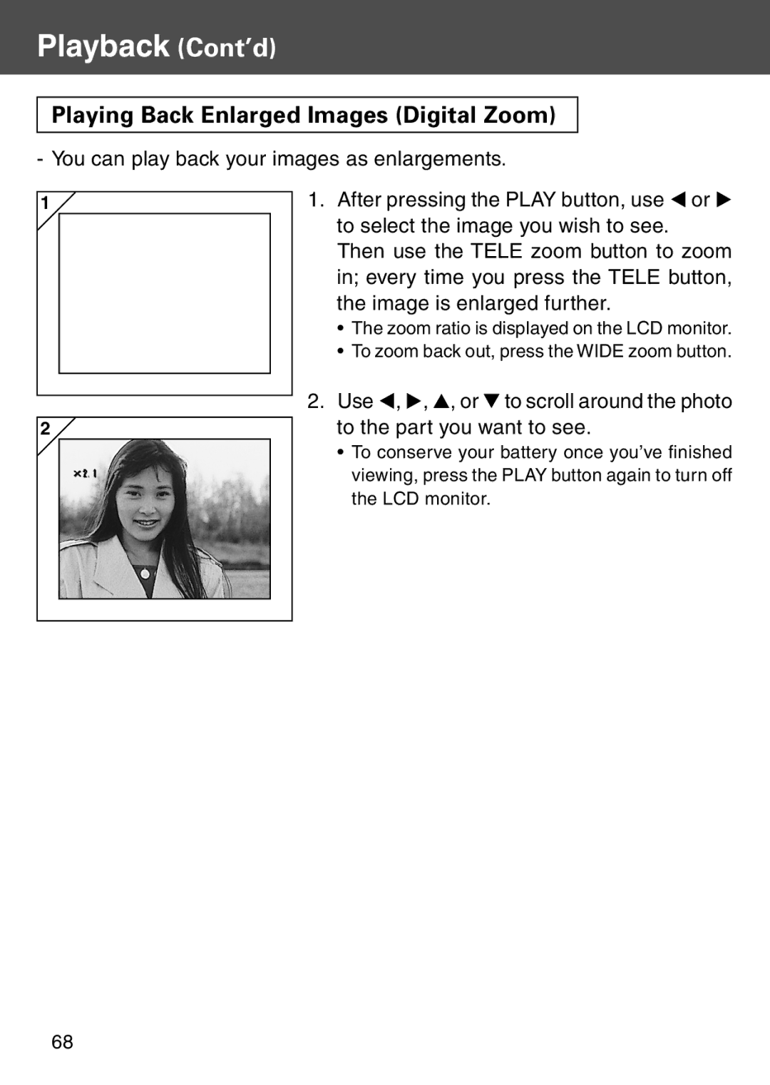 Konica Minolta KD-500Z user manual Playing Back Enlarged Images Digital Zoom 