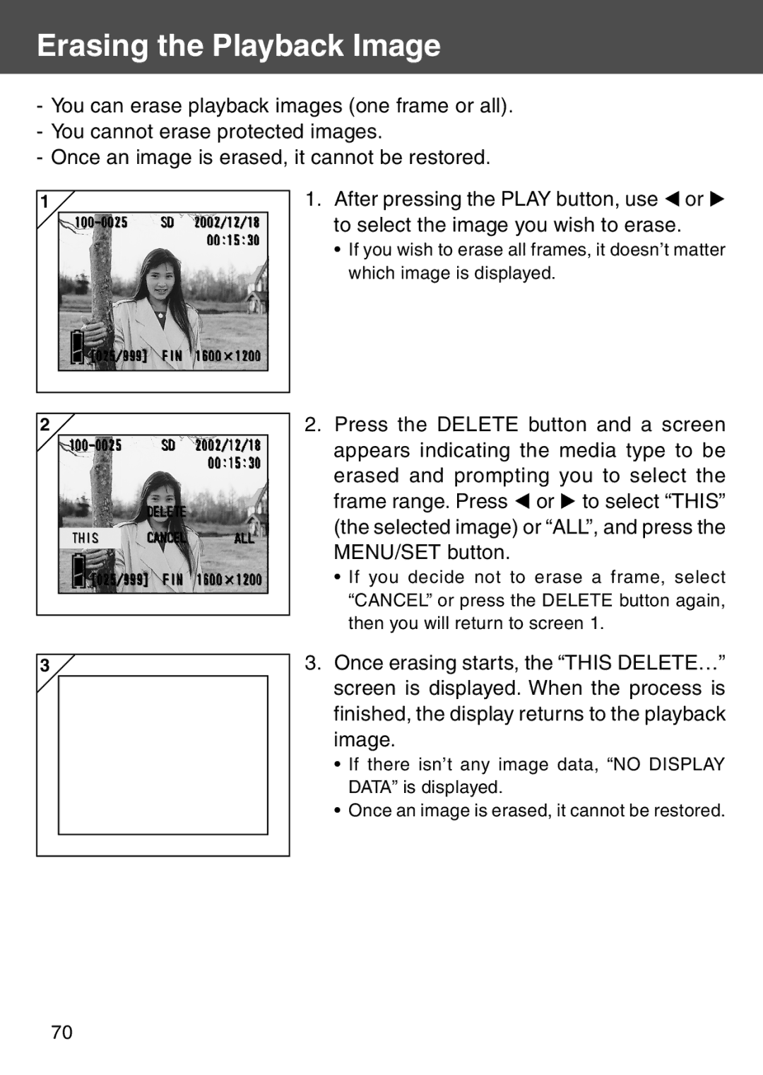 Konica Minolta KD-500Z user manual Erasing the Playback Image 