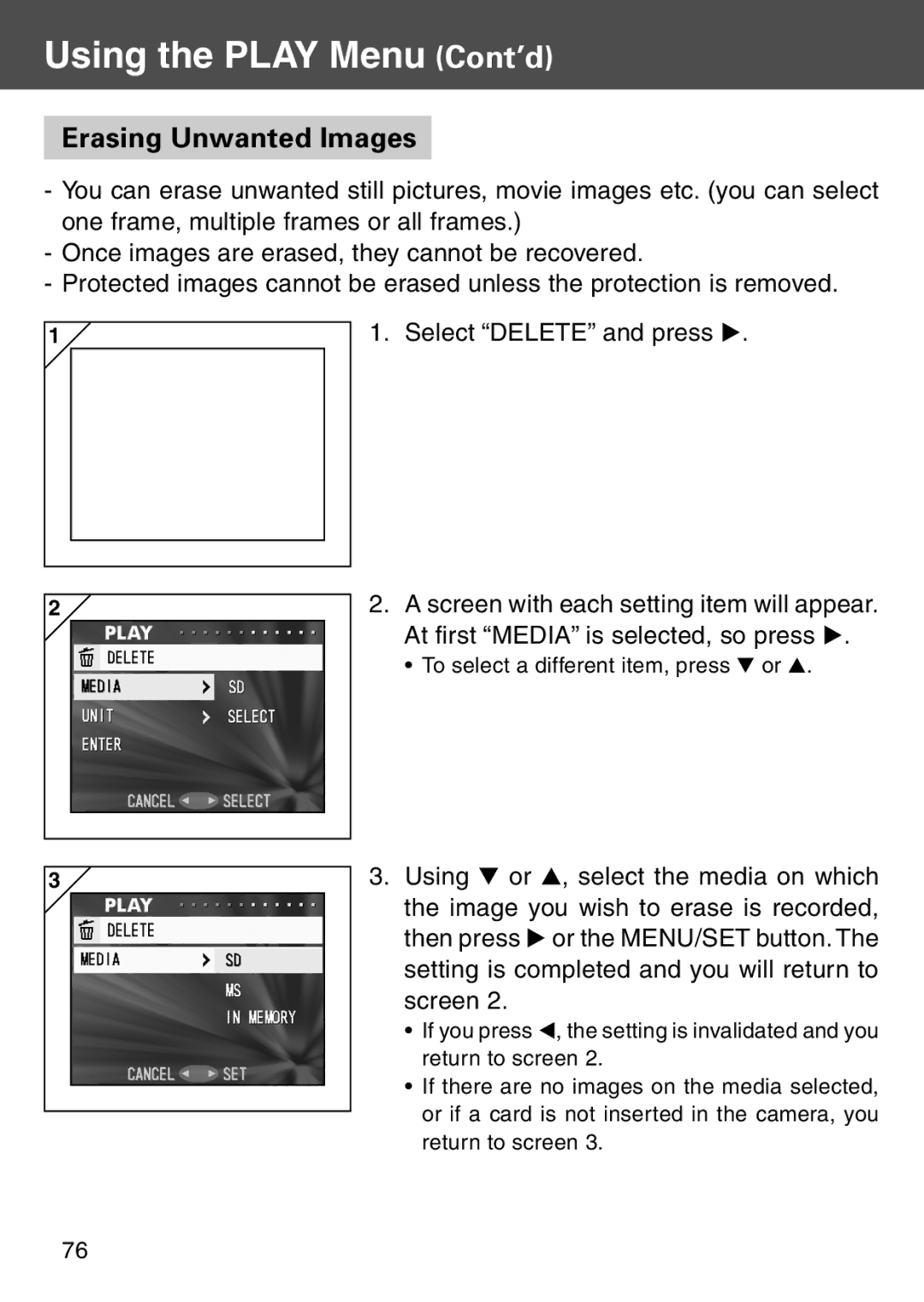 Konica Minolta KD-500Z user manual Erasing Unwanted Images 