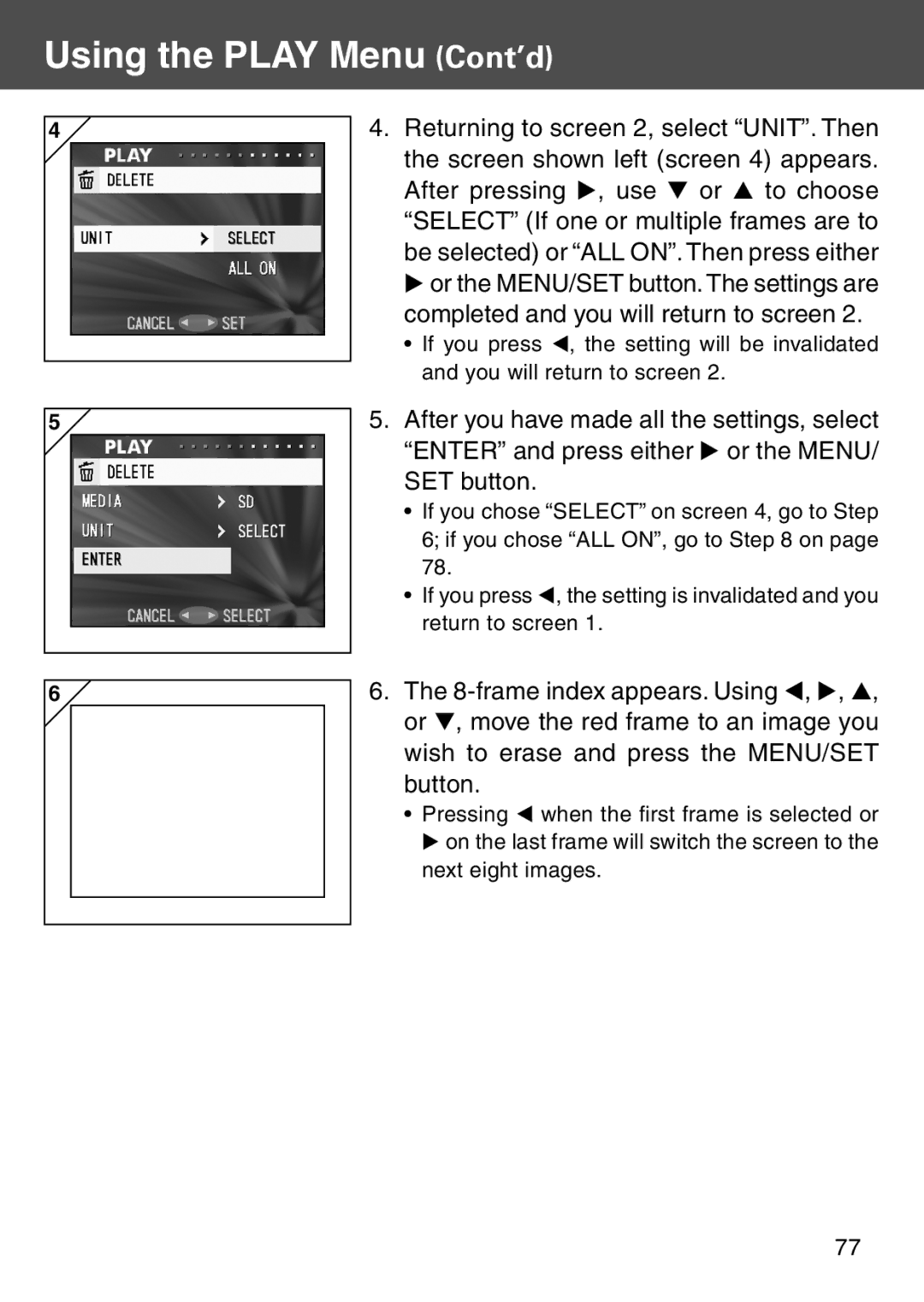 Konica Minolta KD-500Z user manual Using the Play Menu Cont’d 