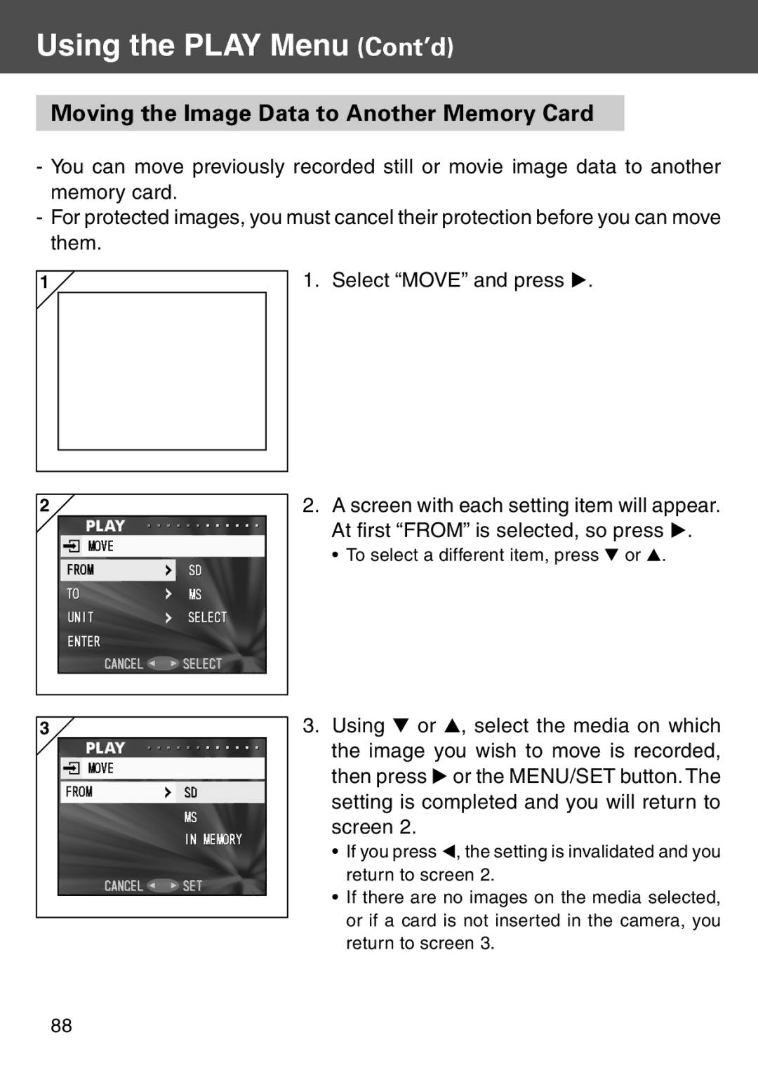 Konica Minolta KD-500Z user manual Moving the Image Data to Another Memory Card 