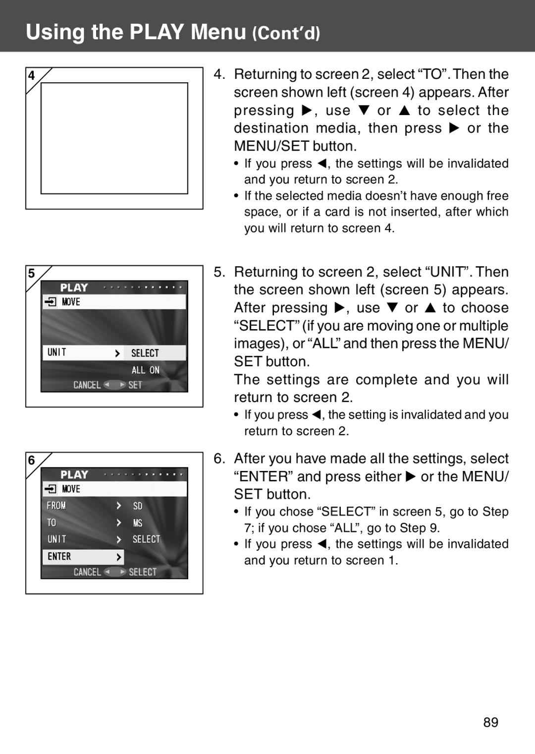 Konica Minolta KD-500Z user manual Using the Play Menu Cont’d 