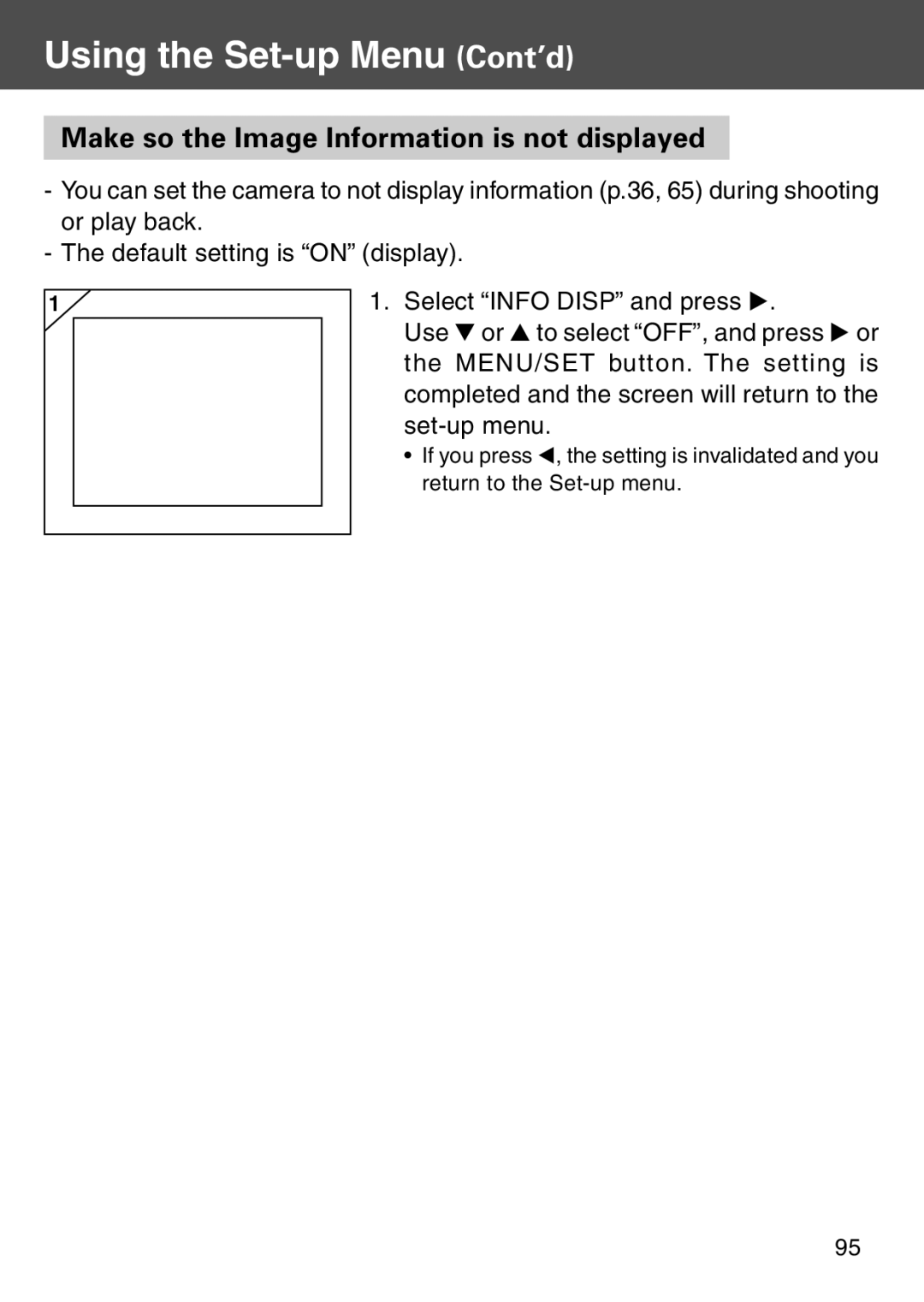 Konica Minolta KD-500Z user manual Make so the Image Information is not displayed 