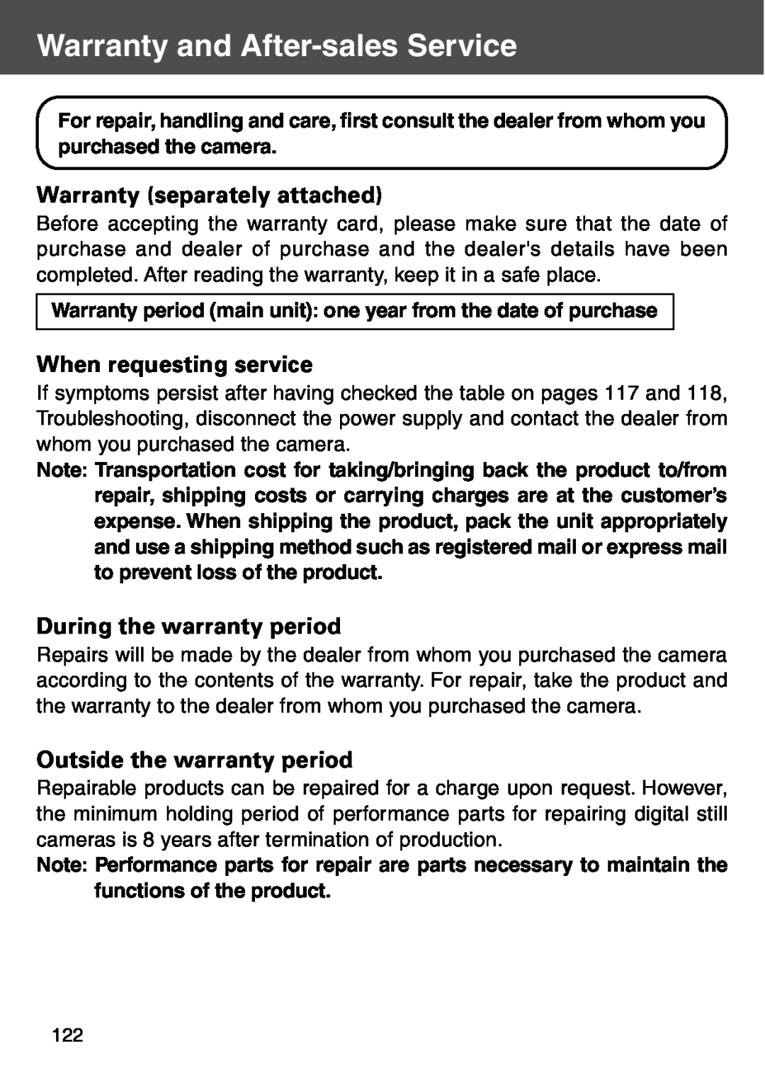 Konica Minolta KD-500Z user manual Warranty and After-sales Service, Warranty separately attached, When requesting service 