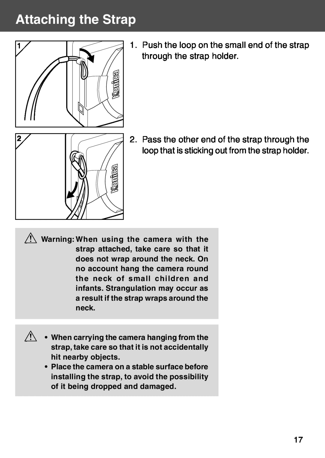 Konica Minolta KD-500Z user manual Attaching the Strap 