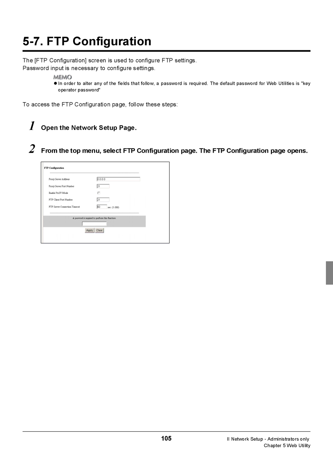 Konica Minolta Konica 7222, 7235, 7228 manual To access the FTP Configuration page, follow these steps 