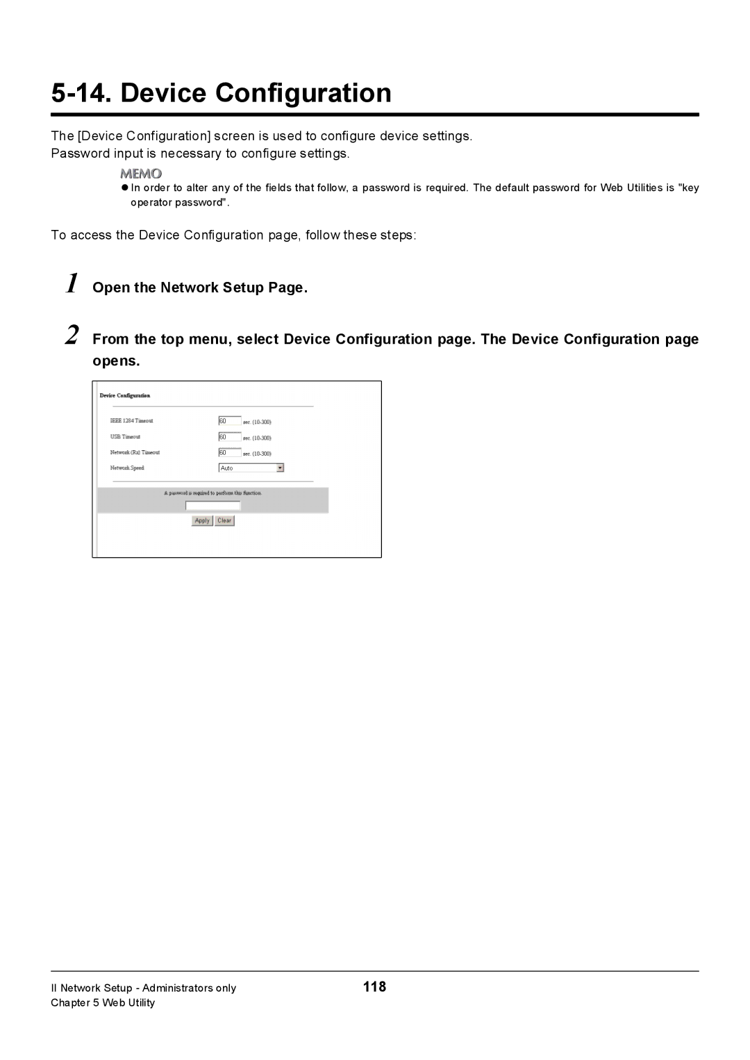 Konica Minolta 7235, Konica 7222, 7228 manual 118, To access the Device Configuration page, follow these steps 