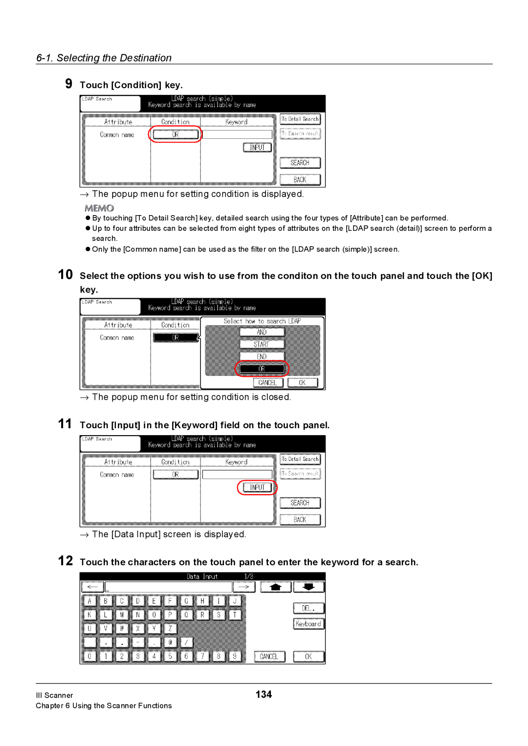 Konica Minolta 7228, Konica 7222, 7235 manual 134, Touch Condition key, → The popup menu for setting condition is displayed 