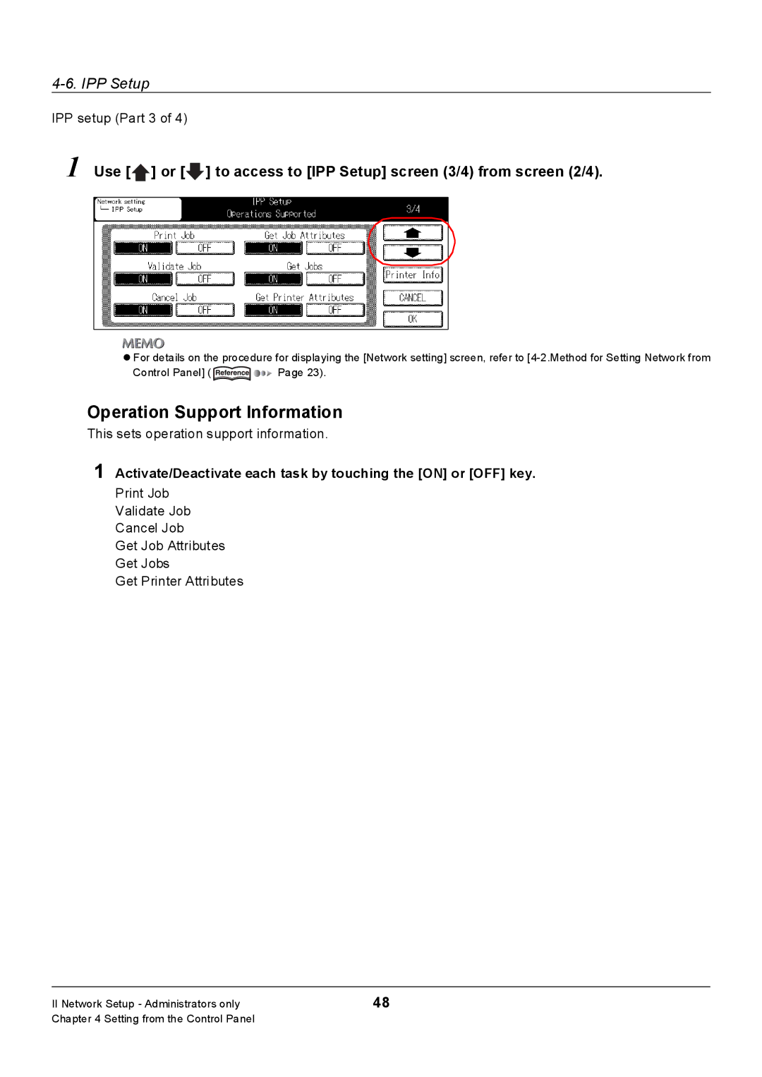 Konica Minolta Konica 7222, 7235 Operation Support Information, Use or to access to IPP Setup screen 3/4 from screen 2/4 