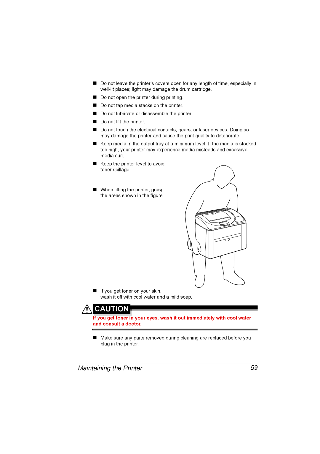 Konica Minolta A00V-9563-00A, magicolor 2500W, 1800816-001A manual Maintaining the Printer 