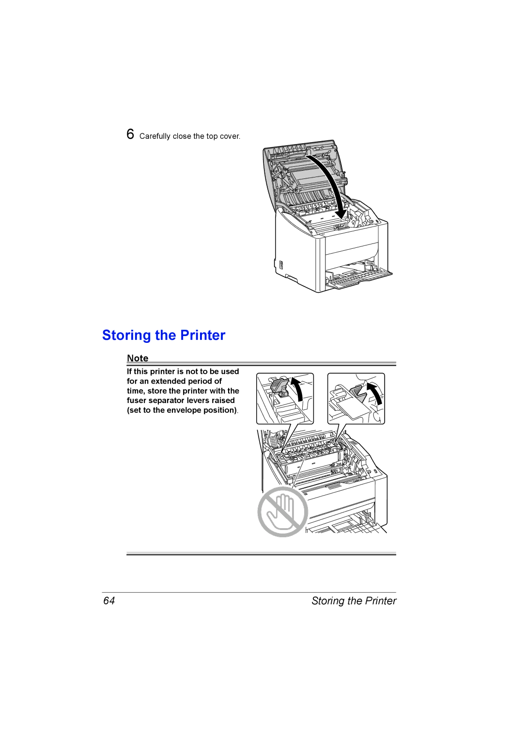 Konica Minolta magicolor 2500W, A00V-9563-00A, 1800816-001A manual Storing the Printer 