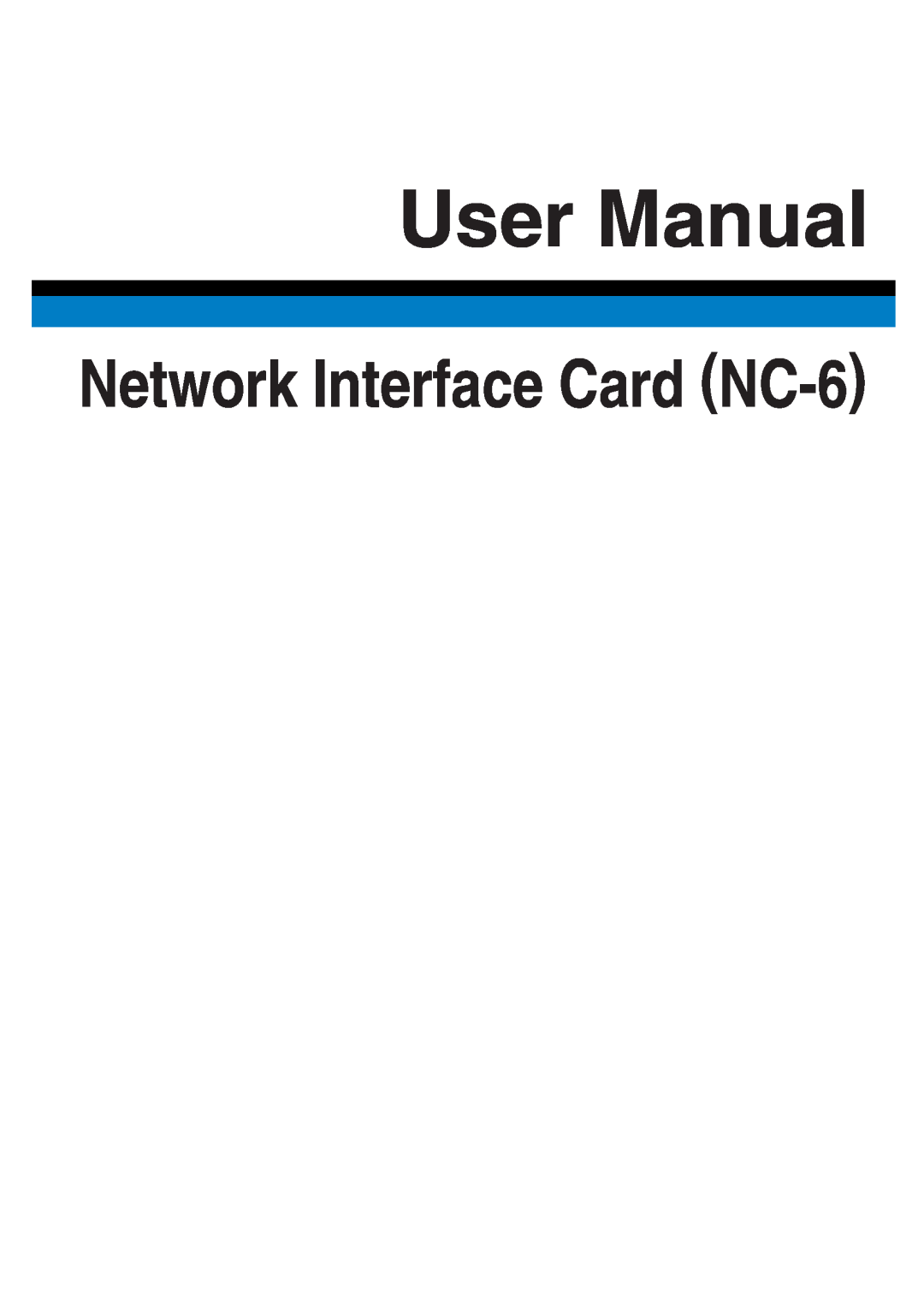 Konica Minolta user manual User Manual, Network Interface Card NC-6 