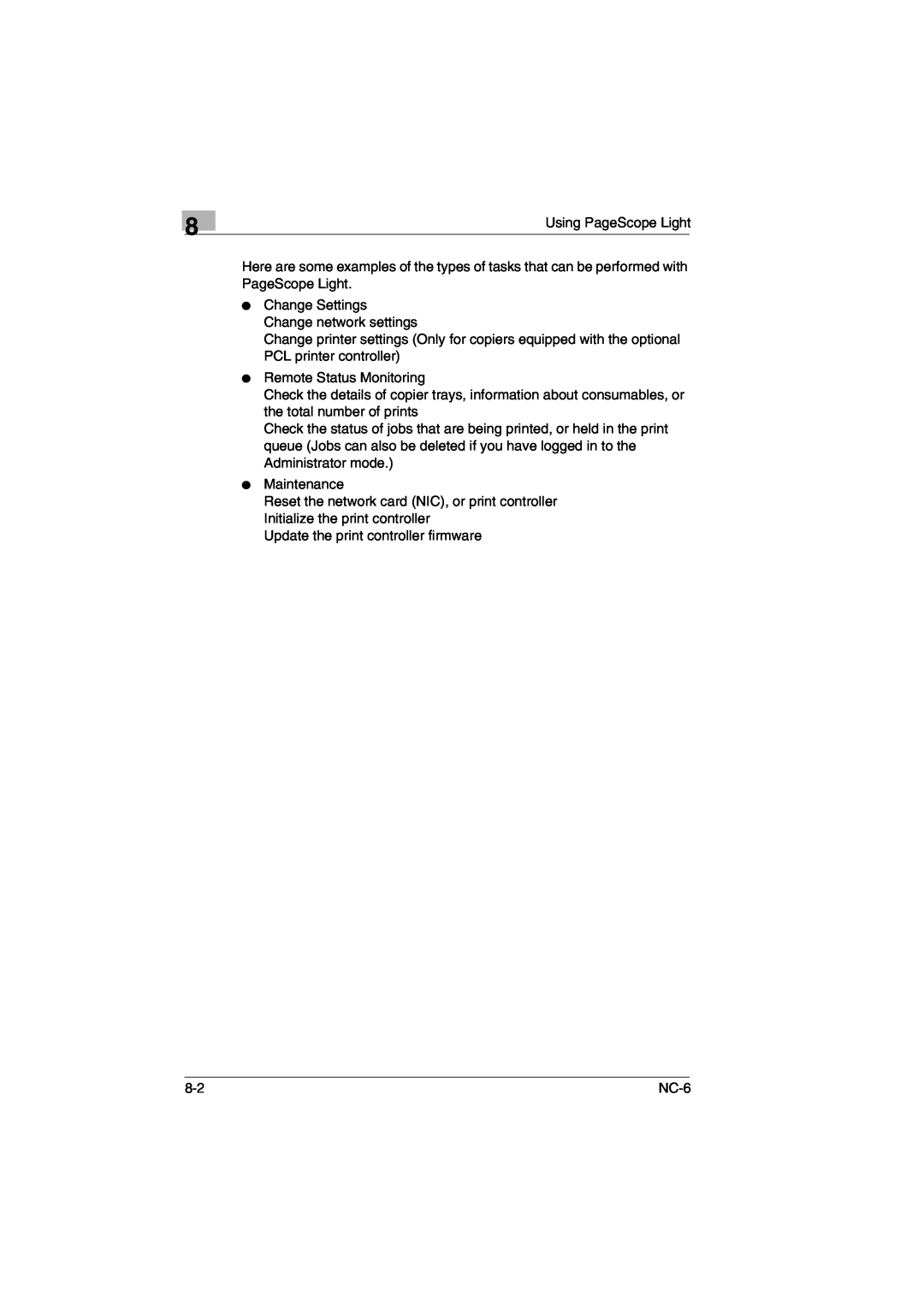 Konica Minolta NC-6 user manual Using PageScope Light 
