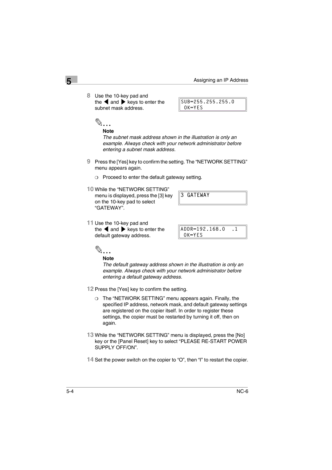 Konica Minolta NC-6 user manual Gateway 