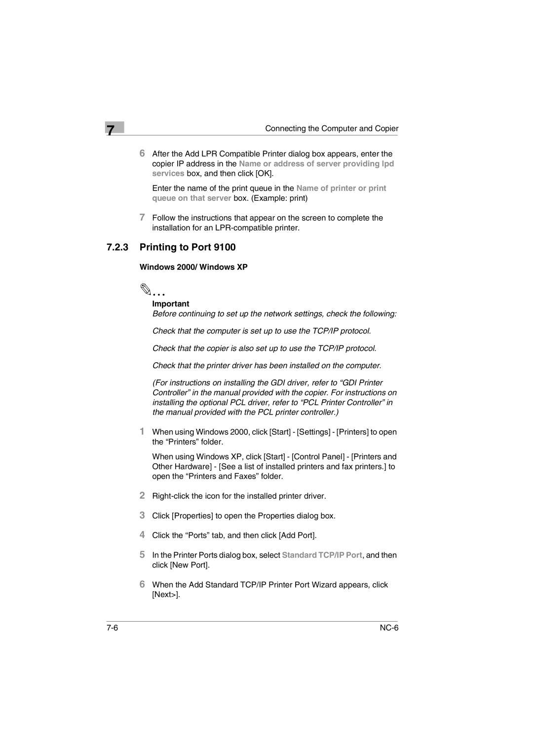 Konica Minolta NC-6 user manual 