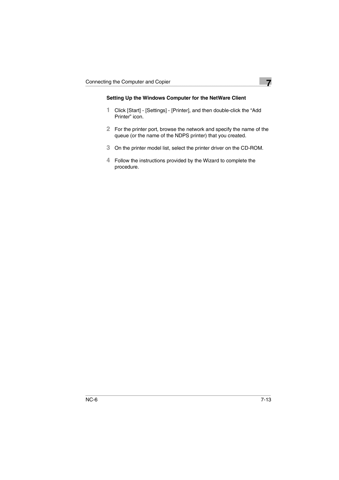 Konica Minolta NC-6 user manual Setting Up the Windows Computer for the NetWare Client 