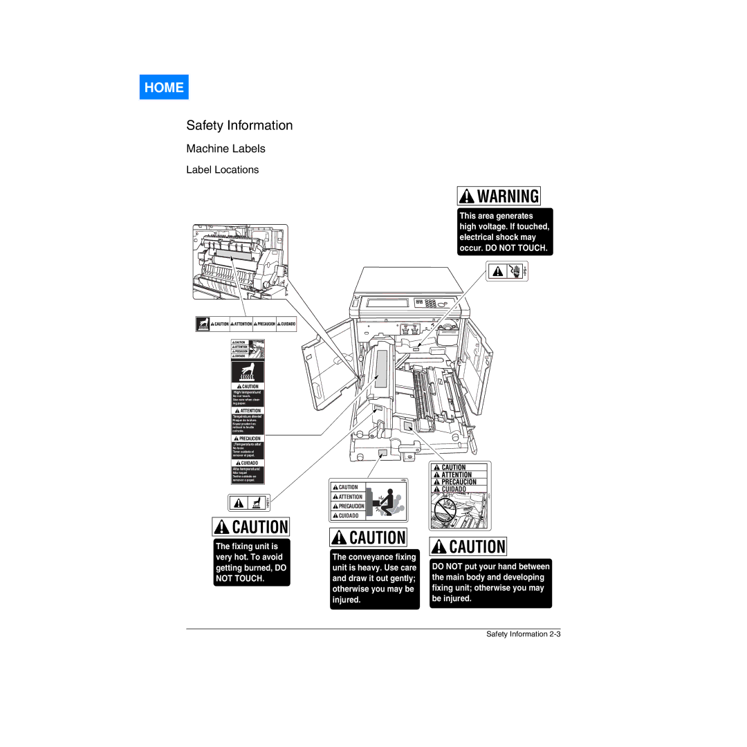 Konica Minolta Network Printer manual Label Locations 