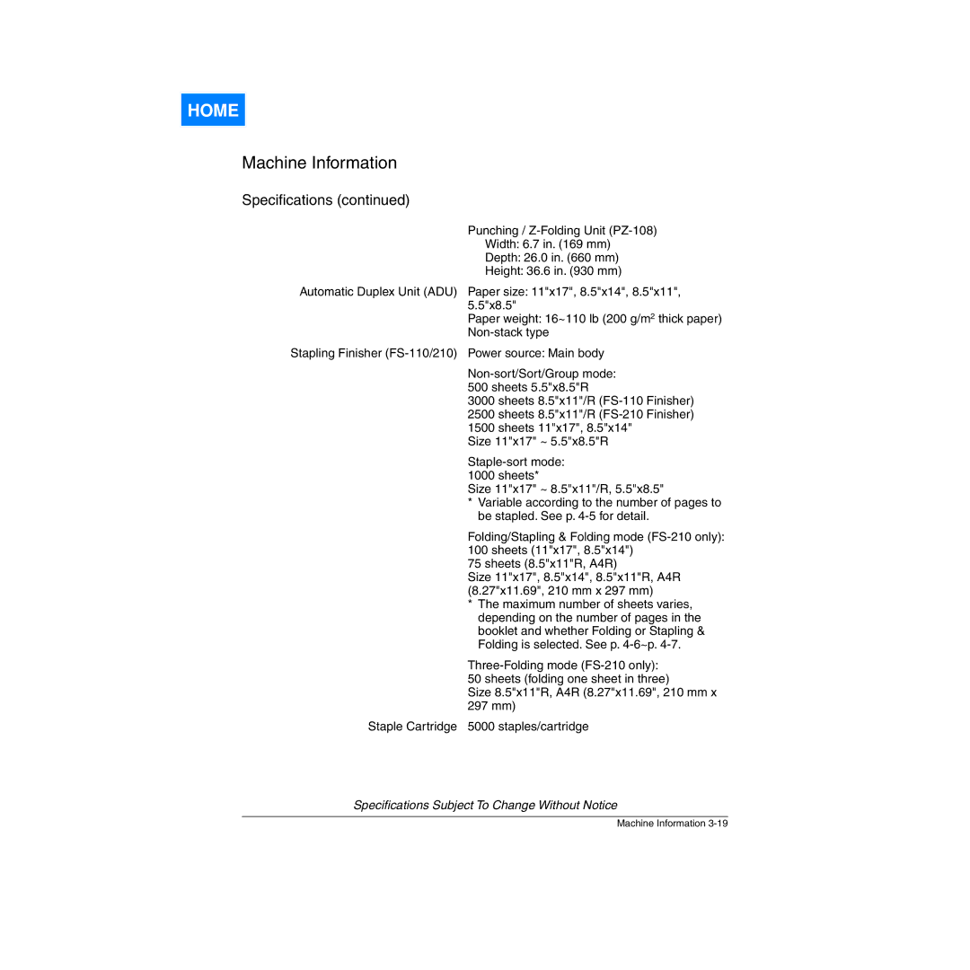 Konica Minolta Network Printer manual Width 6.7 in mm 