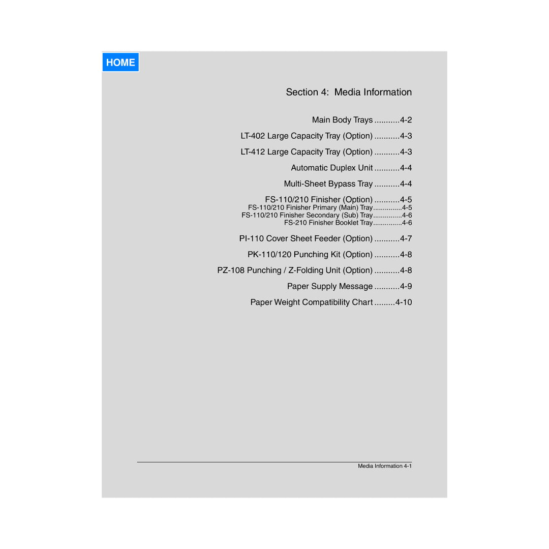 Konica Minolta Network Printer manual Media Information 