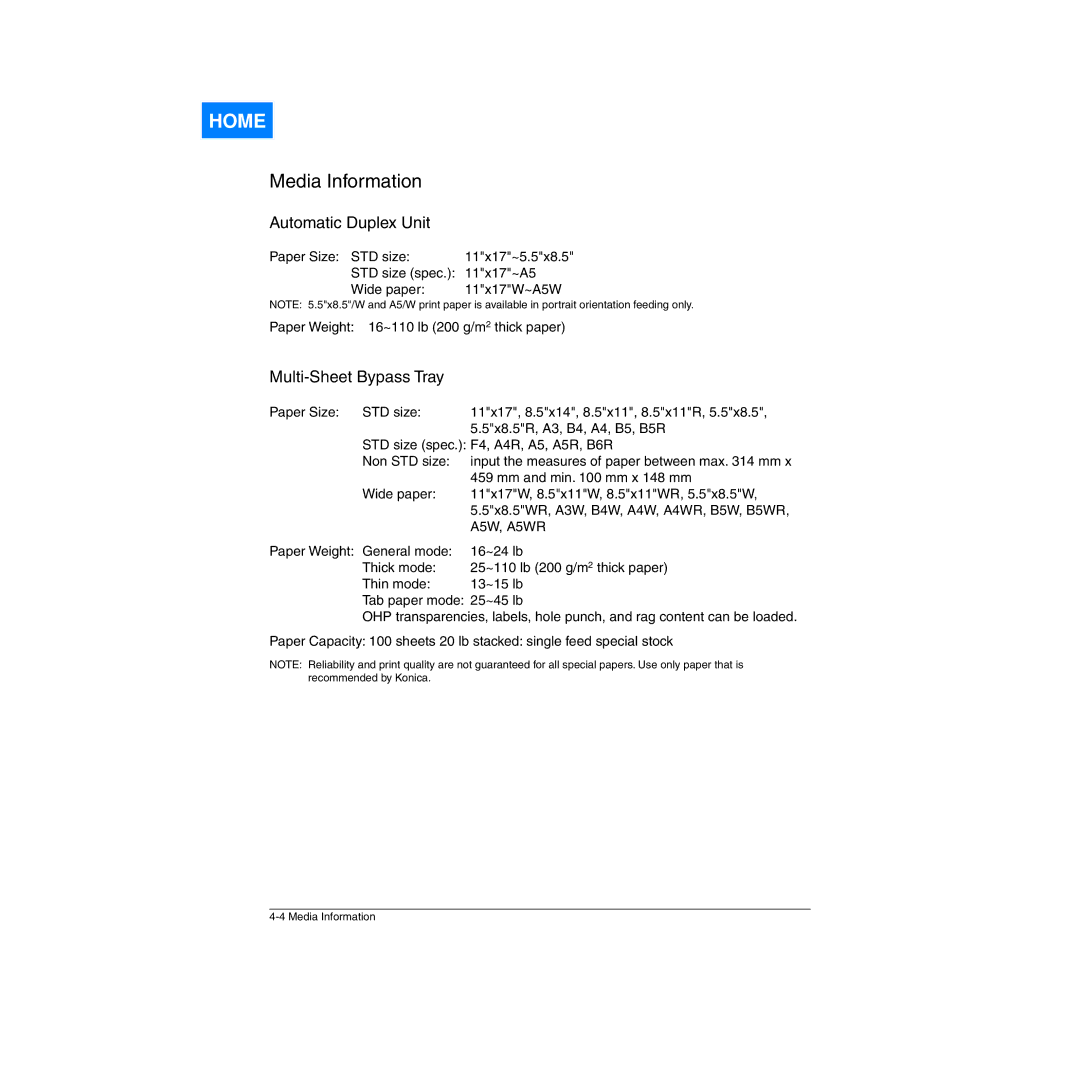 Konica Minolta Network Printer manual A5W, A5WR 