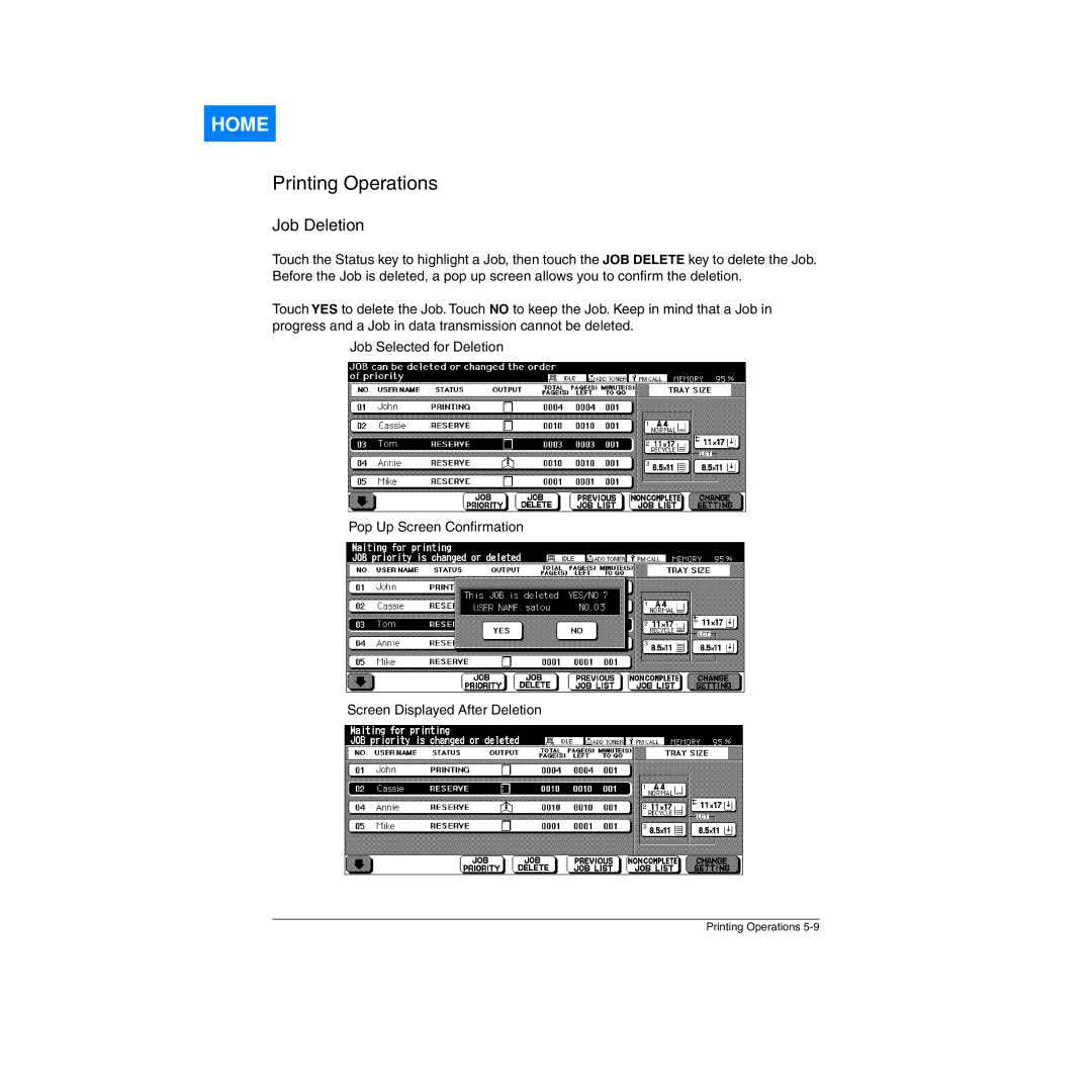 Konica Minolta Network Printer manual Job Deletion 