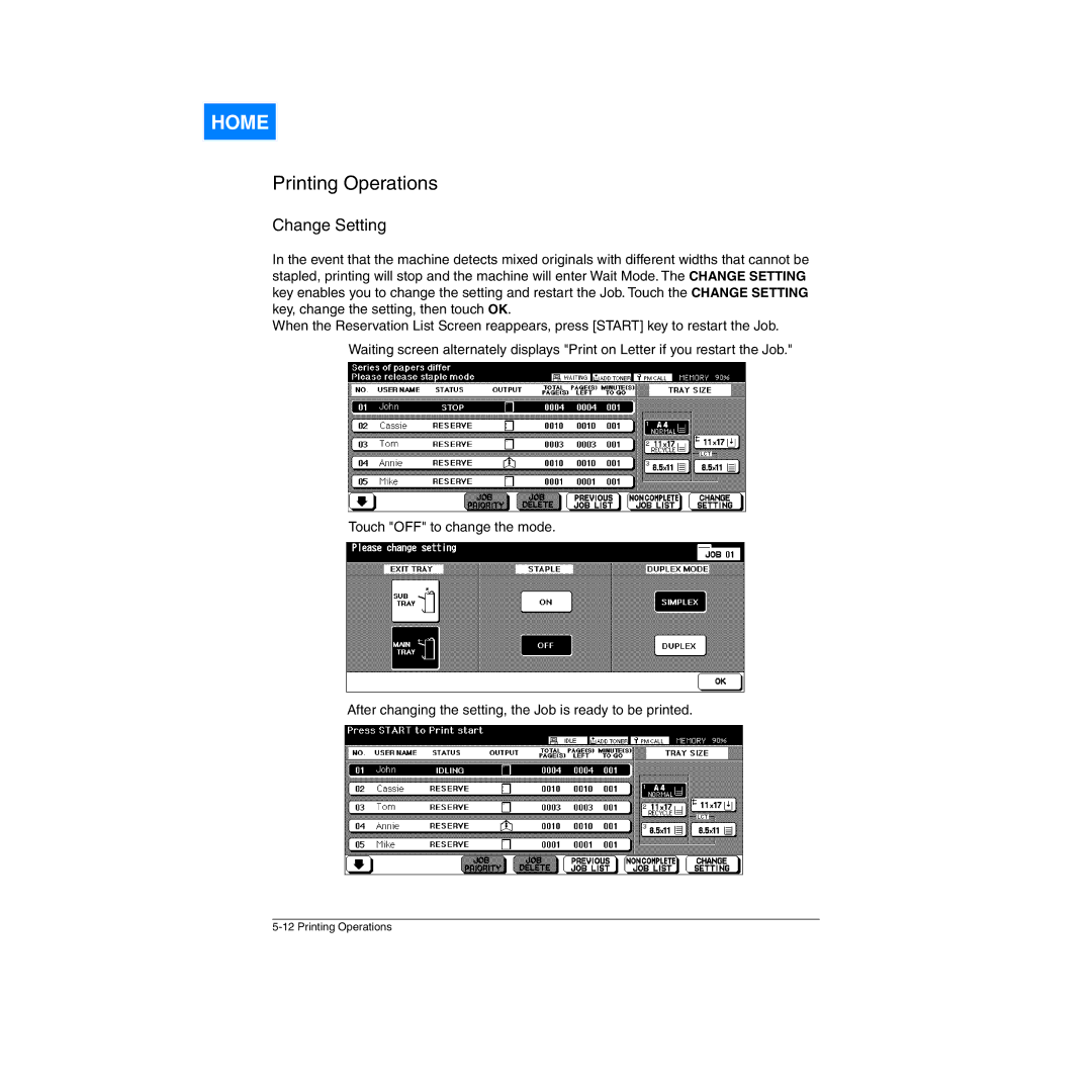 Konica Minolta Network Printer manual Change Setting 