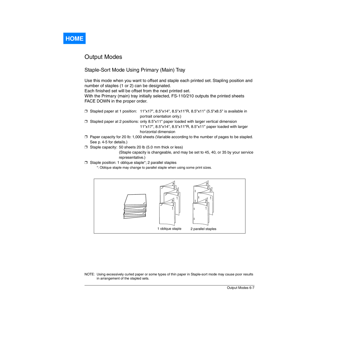 Konica Minolta Network Printer manual Parallel staples 