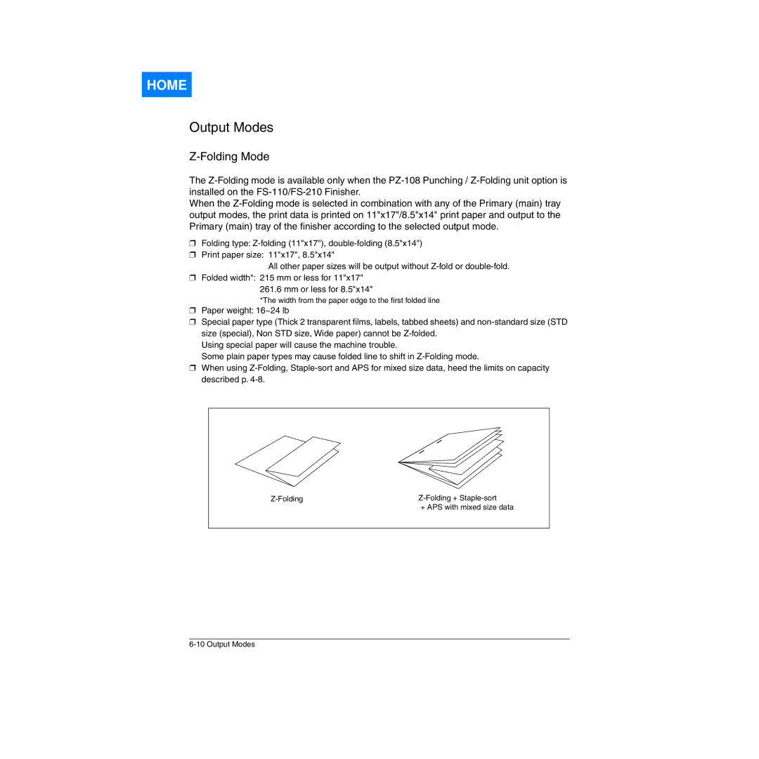 Konica Minolta Network Printer manual Folding Mode 