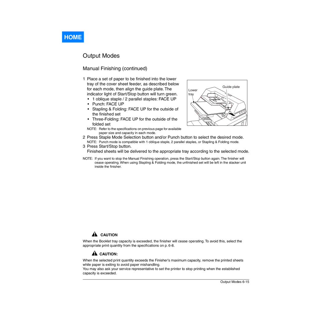 Konica Minolta Network Printer manual Guide plate 