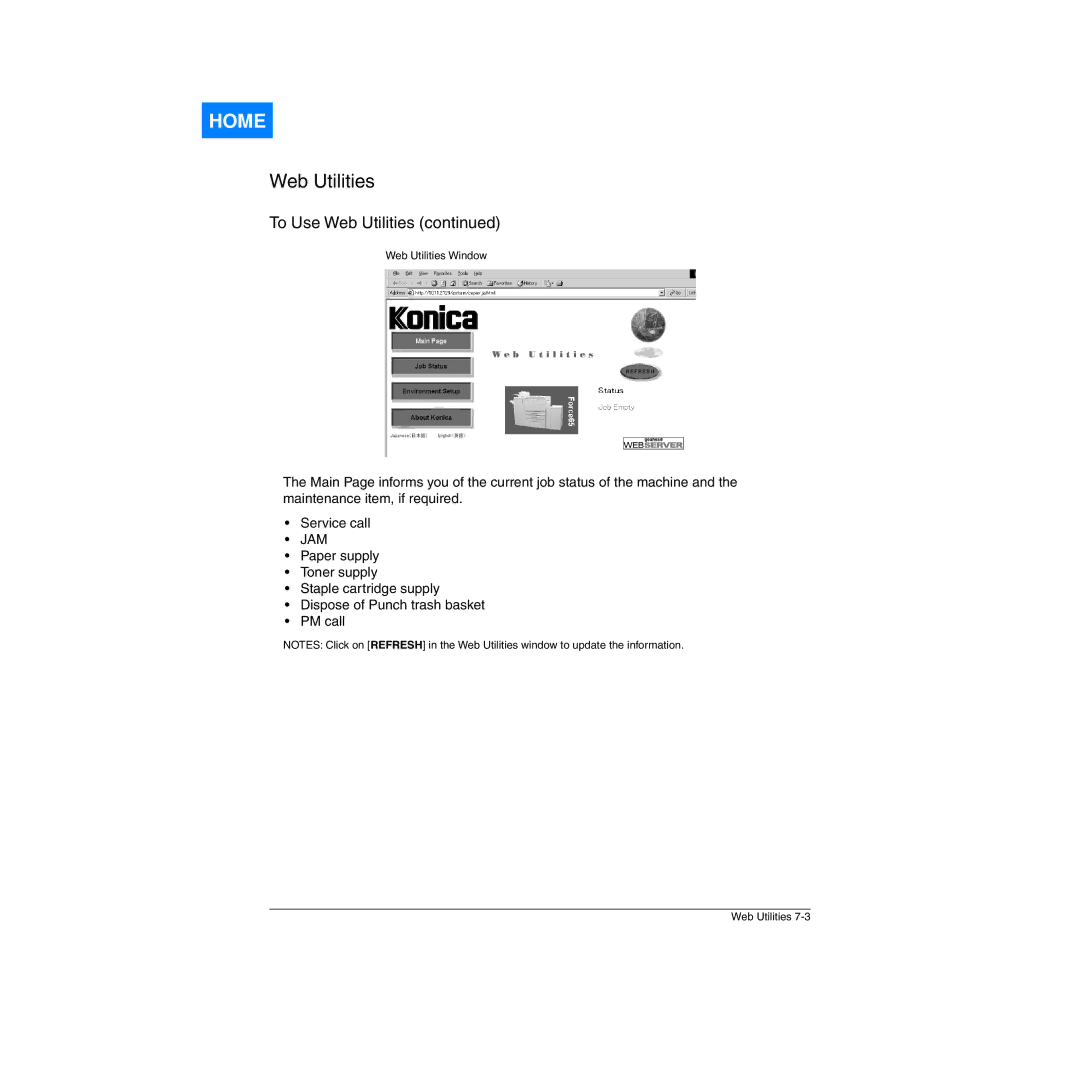 Konica Minolta Network Printer manual Jam 