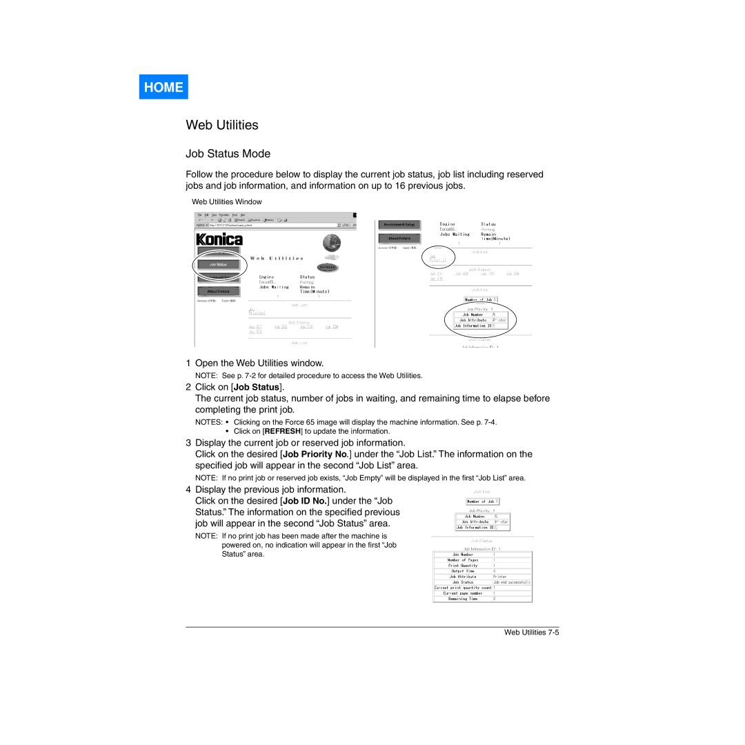 Konica Minolta Network Printer manual Click on Refresh to update the information 