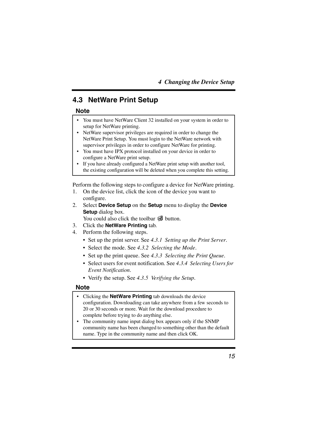 Konica Minolta Network Setup user manual NetWare Print Setup, Verify the setup. See 4.3.5 Verifying the Setup 