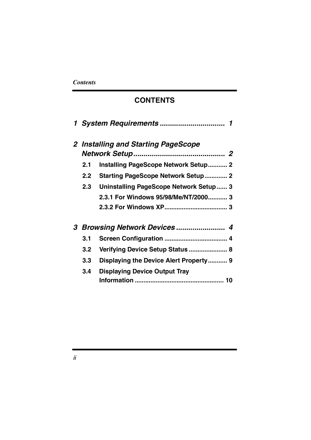 Konica Minolta Network Setup user manual Contents 