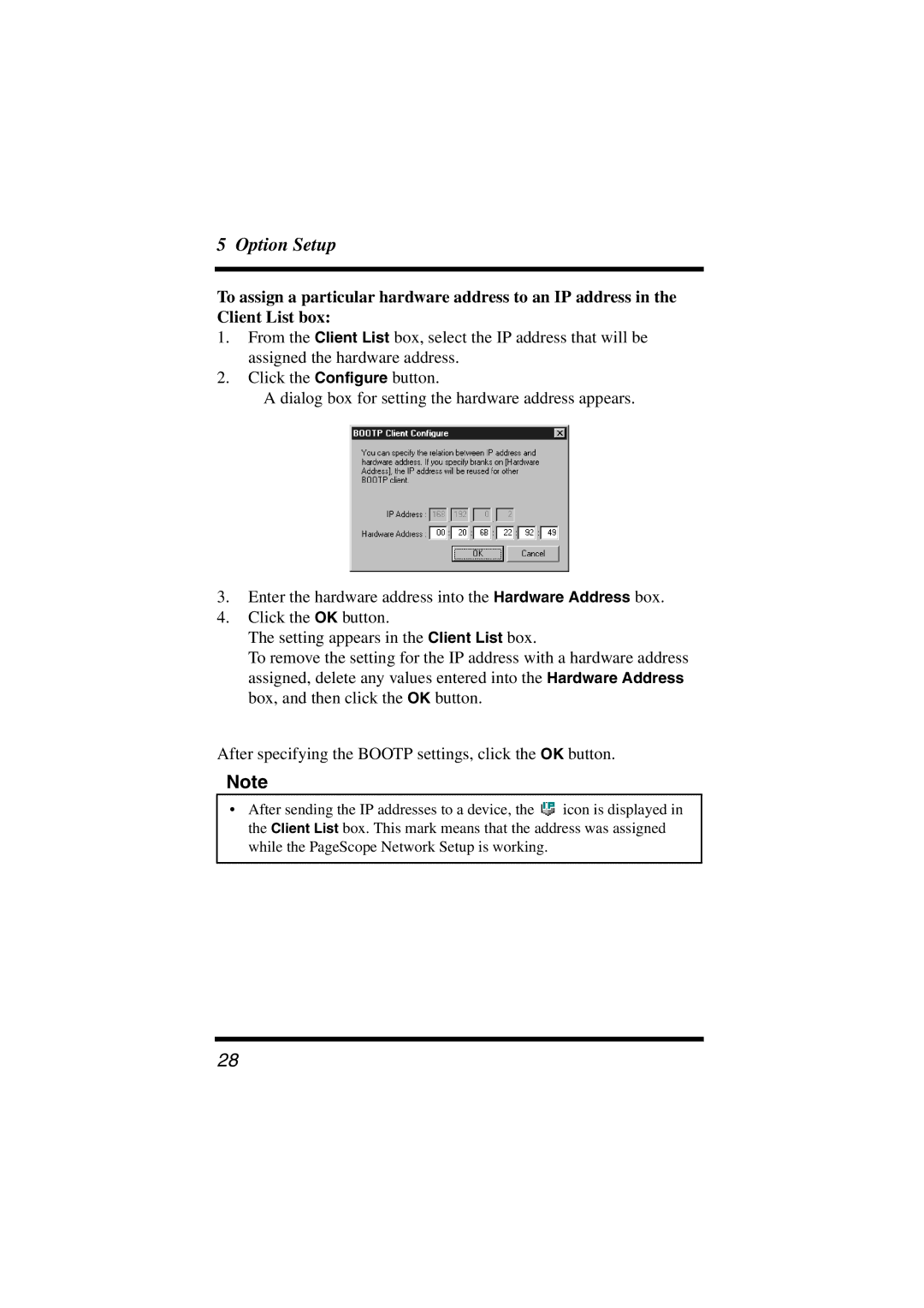 Konica Minolta Network Setup user manual Option Setup 