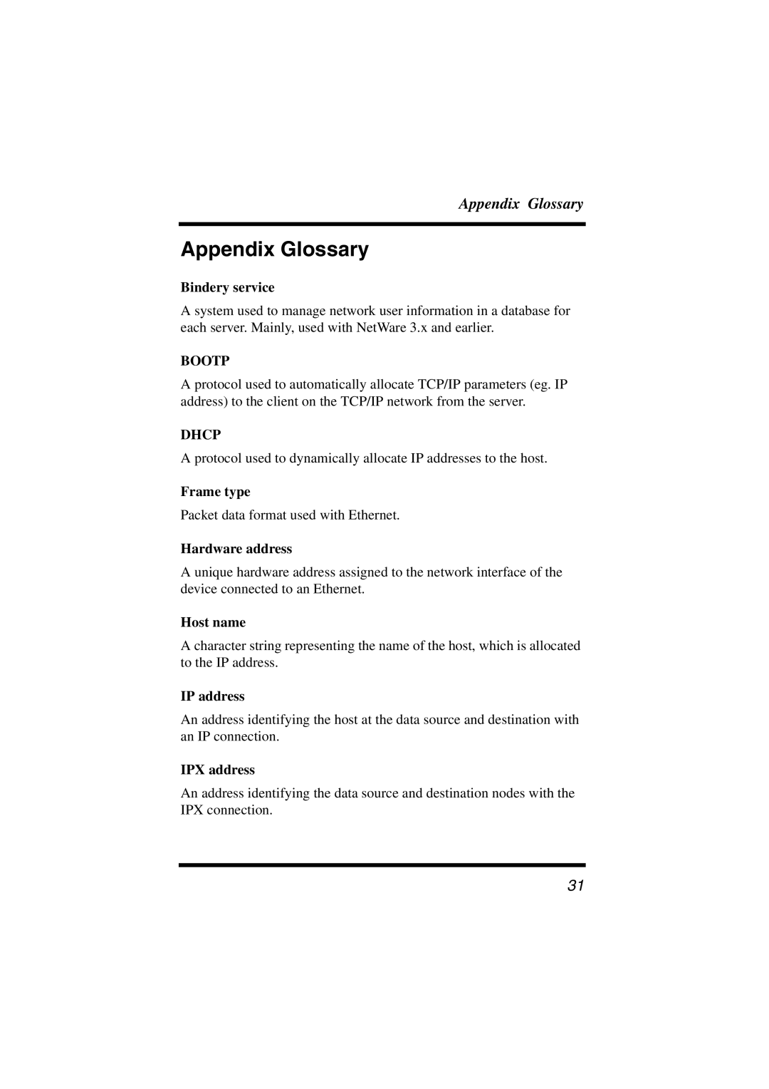 Konica Minolta Network Setup user manual Appendix Glossary 