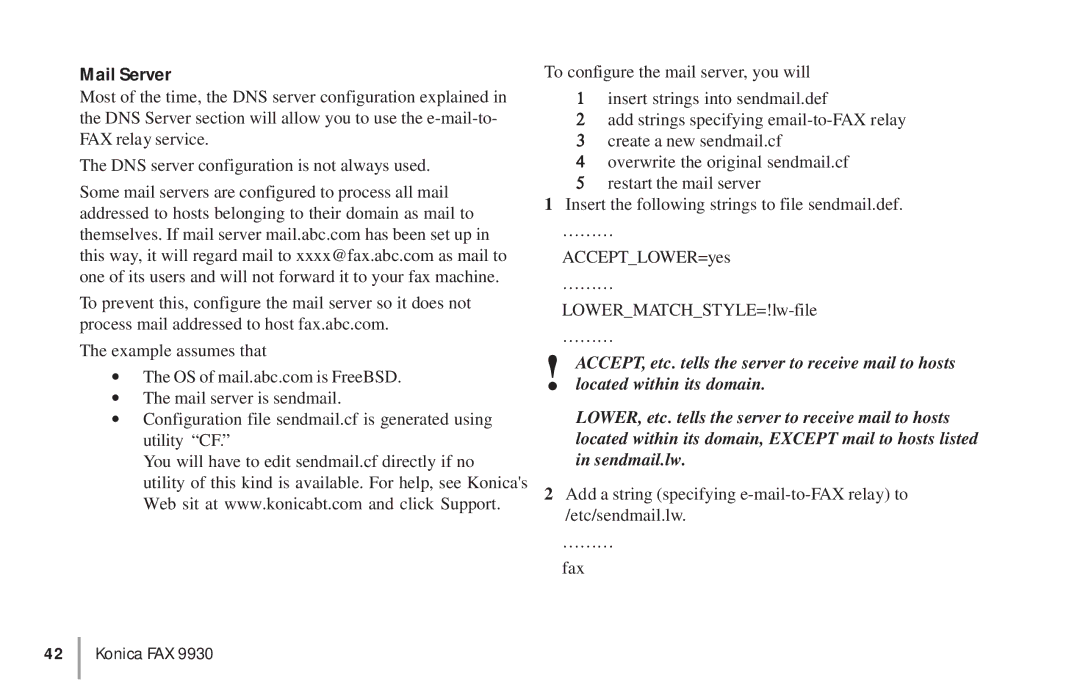 Konica Minolta OKIFAX 5950 manual Mail Server 