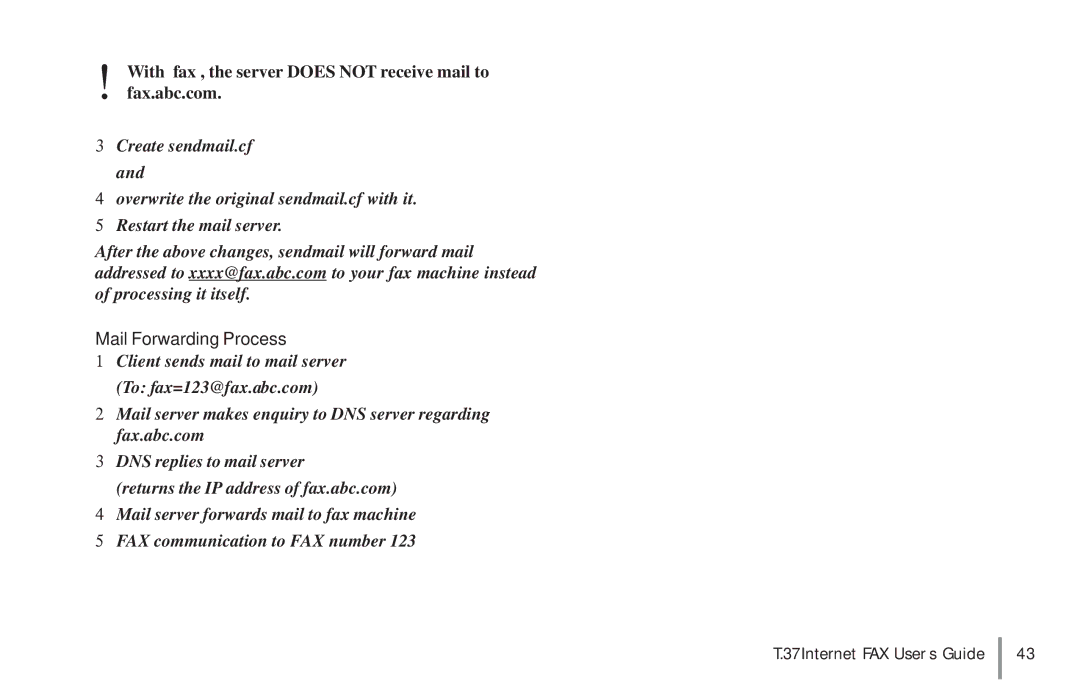 Konica Minolta OKIFAX 5950 manual With fax, the server does not receive mail to fax.abc.com, Mail Forwarding Process 