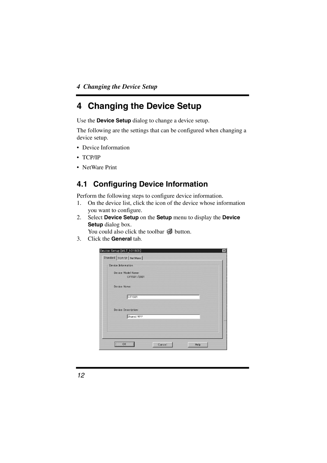 Konica Minolta PageScope user manual Changing the Device Setup, Configuring Device Information 