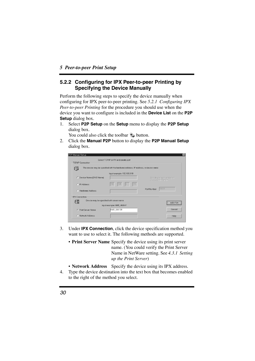 Konica Minolta PageScope user manual Peer-to-peer Print Setup 