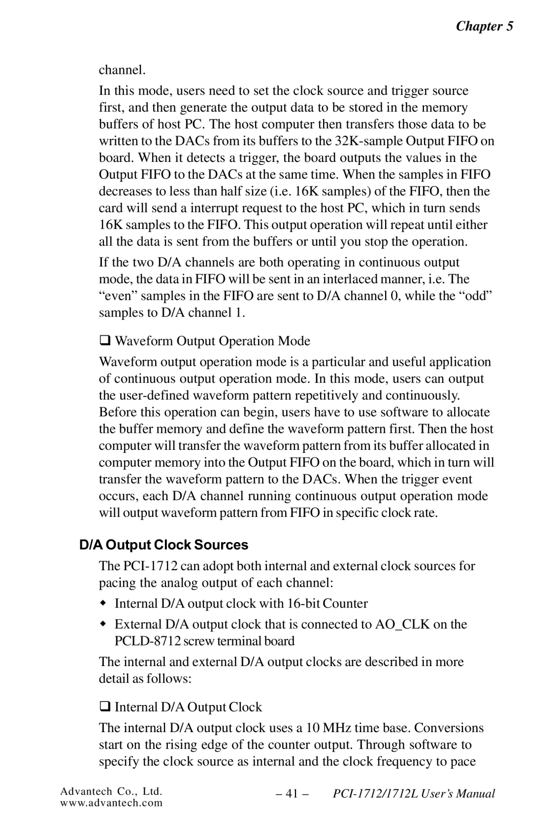 Konica Minolta PCI-1712L user manual Output Clock Sources 