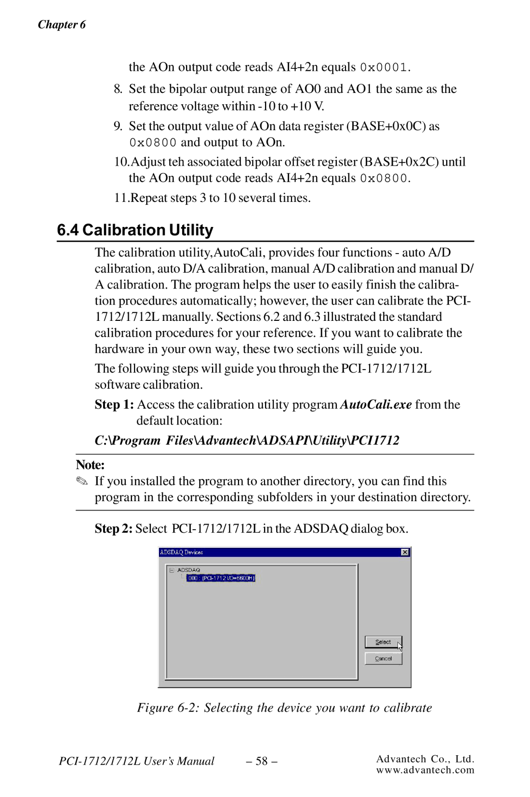 Konica Minolta PCI-1712L user manual Calibration Utility, Selecting the device you want to calibrate 