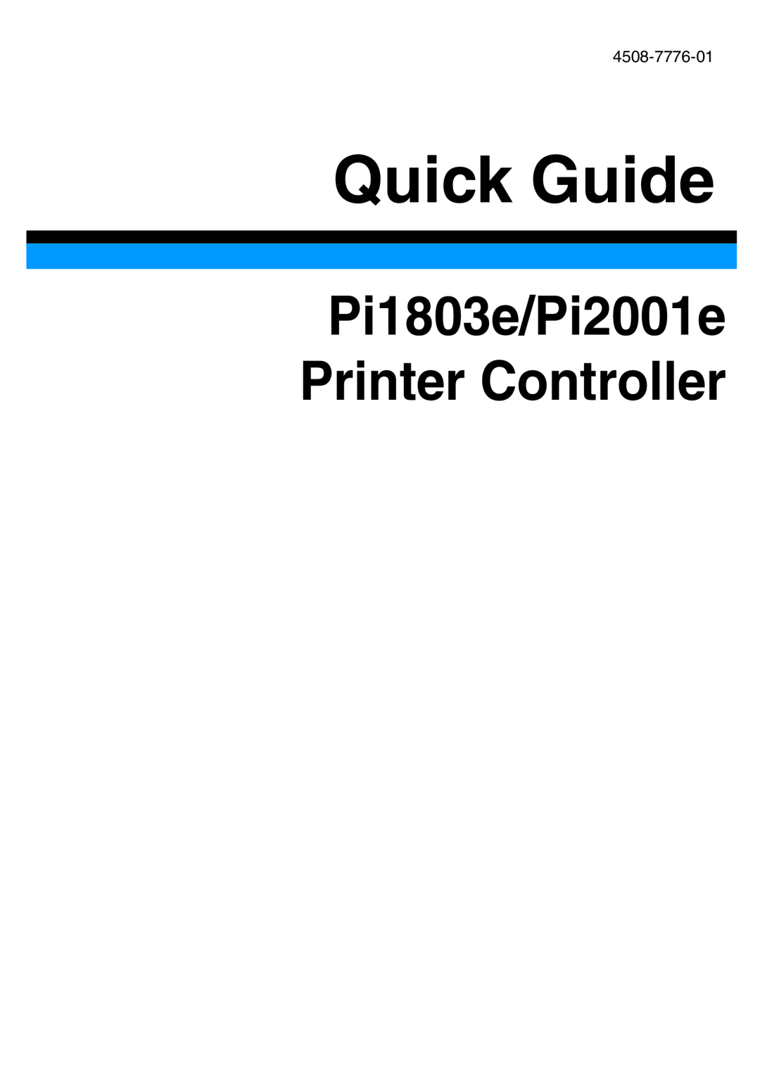 Konica Minolta manual Quick Guide, Pi1803e/Pi2001e Printer Controller 