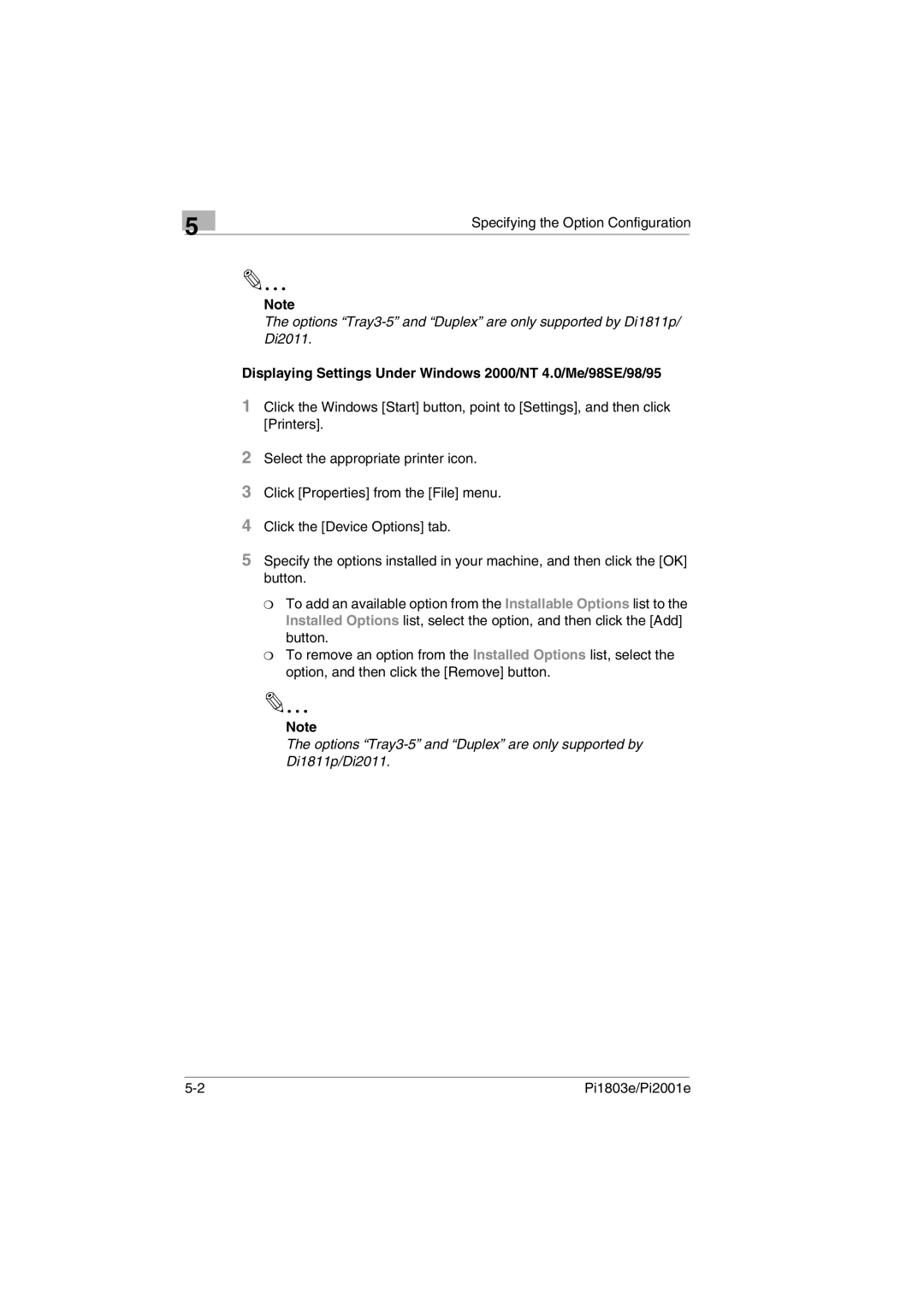 Konica Minolta Pi1803e, Pi2001e manual Displaying Settings Under Windows 2000/NT 4.0/Me/98SE/98/95 