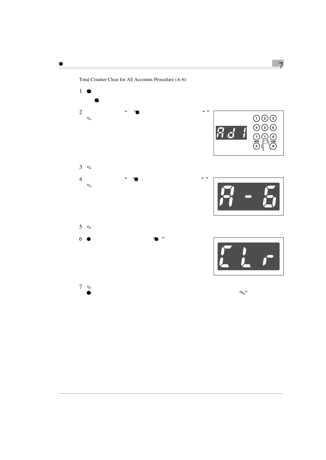 Konica Minolta Printer Copier manual Total Counter Clear for All Accounts Procedure A-6 