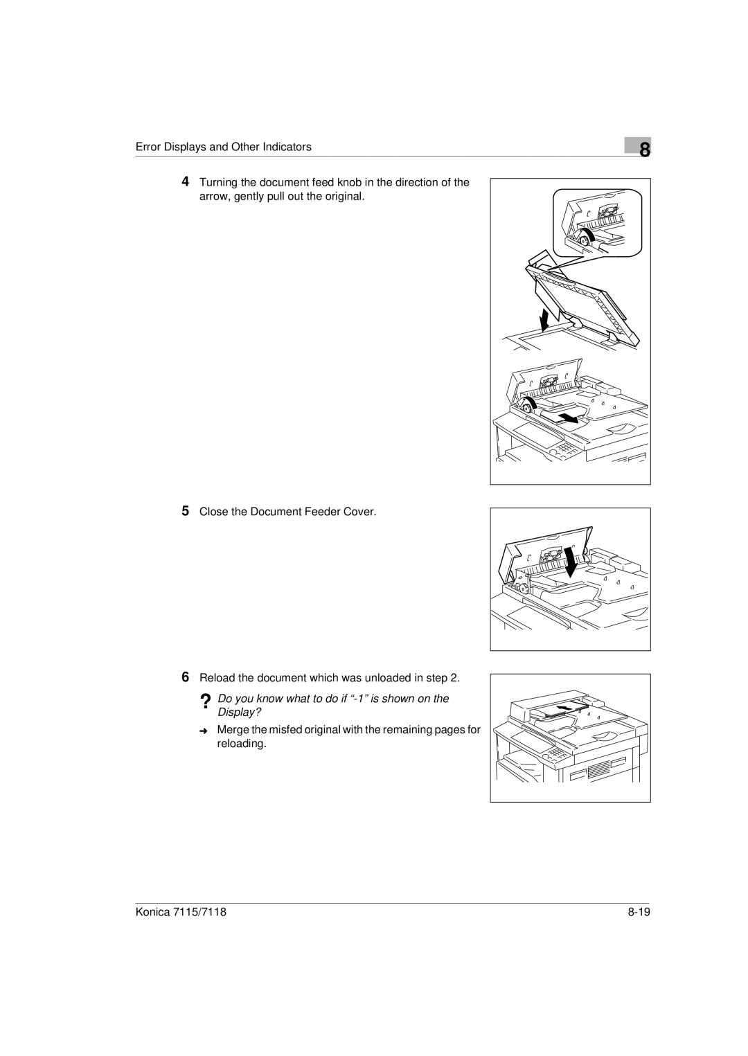 Konica Minolta Printer Copier manual ? Do you know what to do if -1 is shown on the Display? 